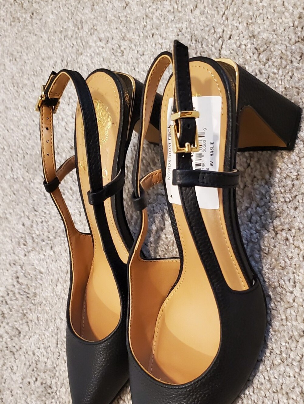 Black Leather Pointed-Toe Slingback Pumps - Women Size 6.5 - Picture 3 of 5